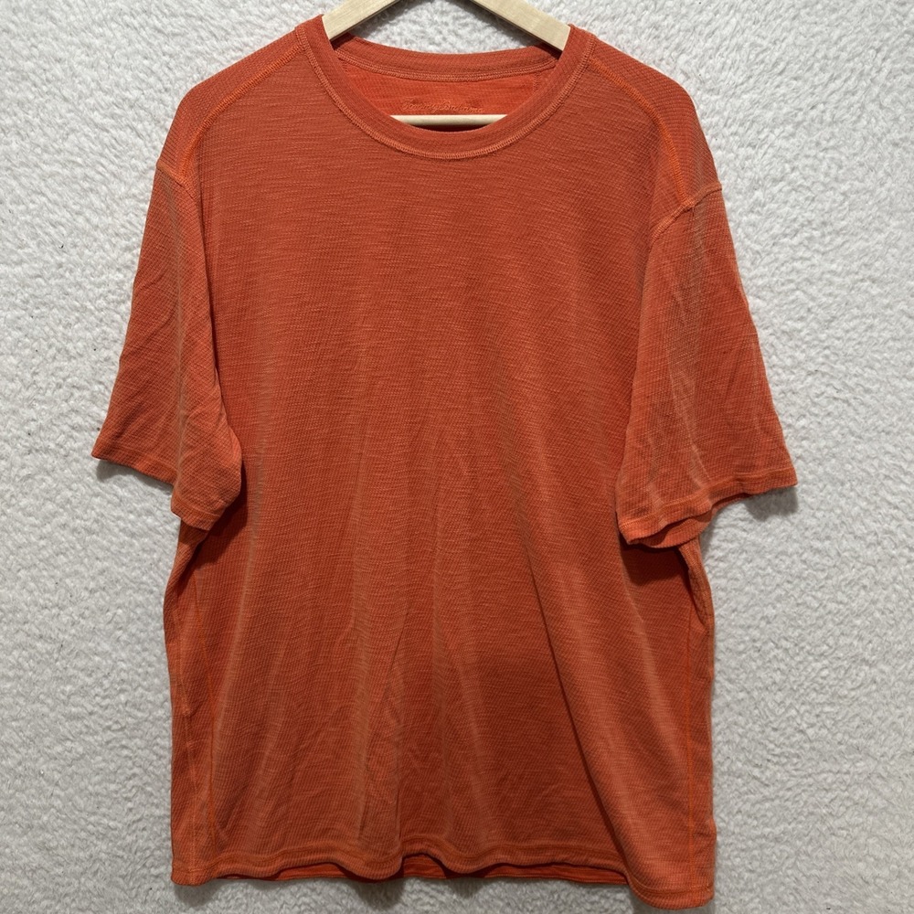 Tommy Bahama Mens Short Sleeve T Shirt‎ Sz 2XL? Orange Crewneck Textured Pattern